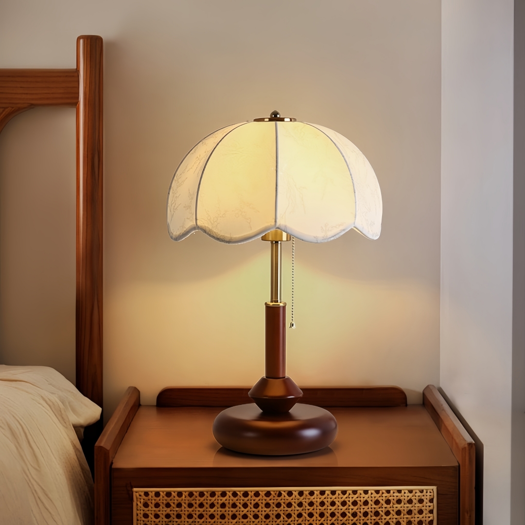 Up Lighting Decor - Vintage Scalloped Dome Table Lamp for