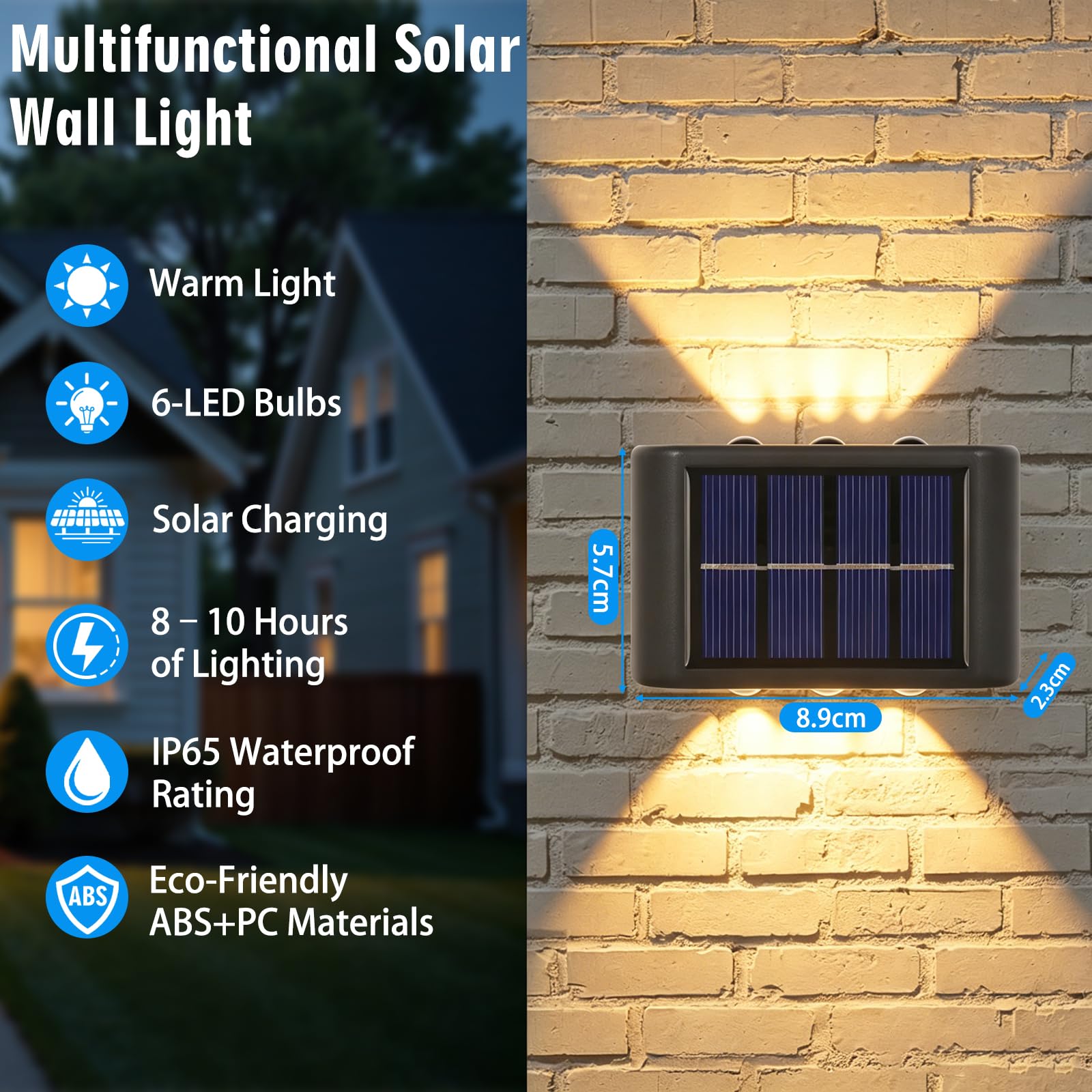 Wall Decor Lighting - Solar Outdoor Exterior Wall Light 6Led