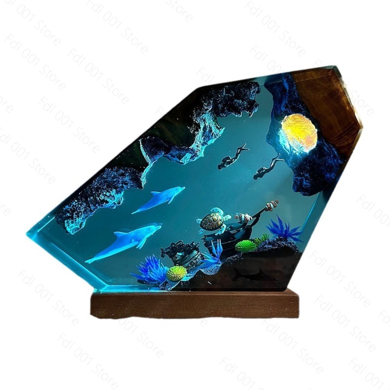 Unique Lighting Decor - Dolphin and Turtle Resin Night Light