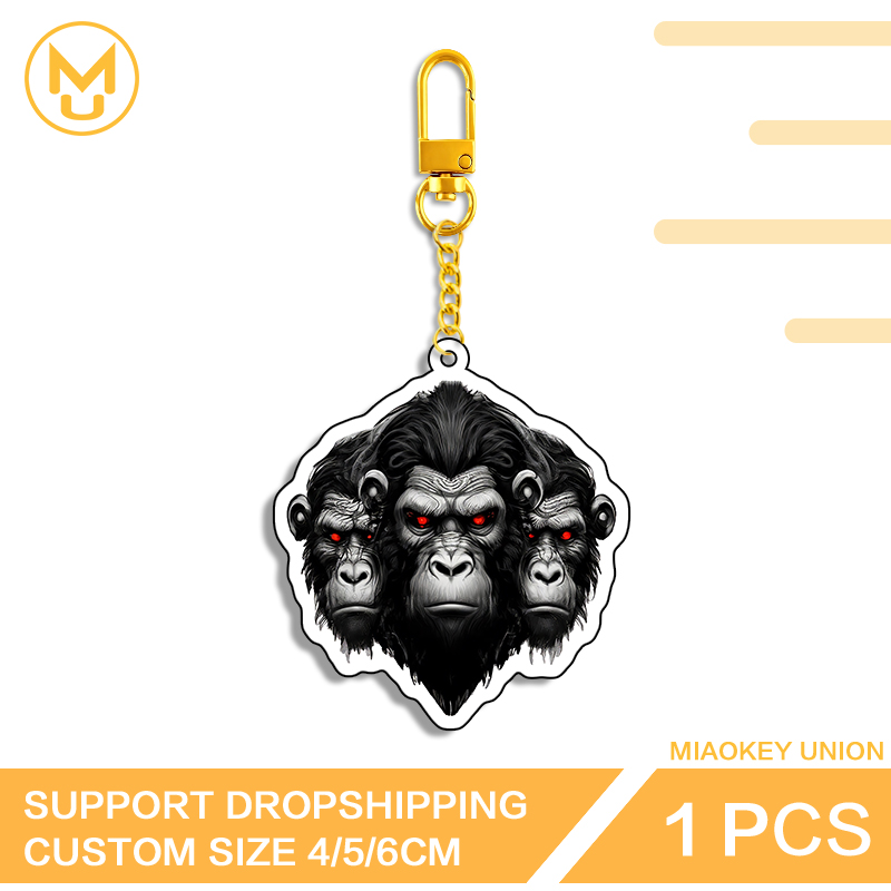 Union Lighting & Decor Montreal Quebec - Three Chimpanzee Heads Keyring Lighting Furry