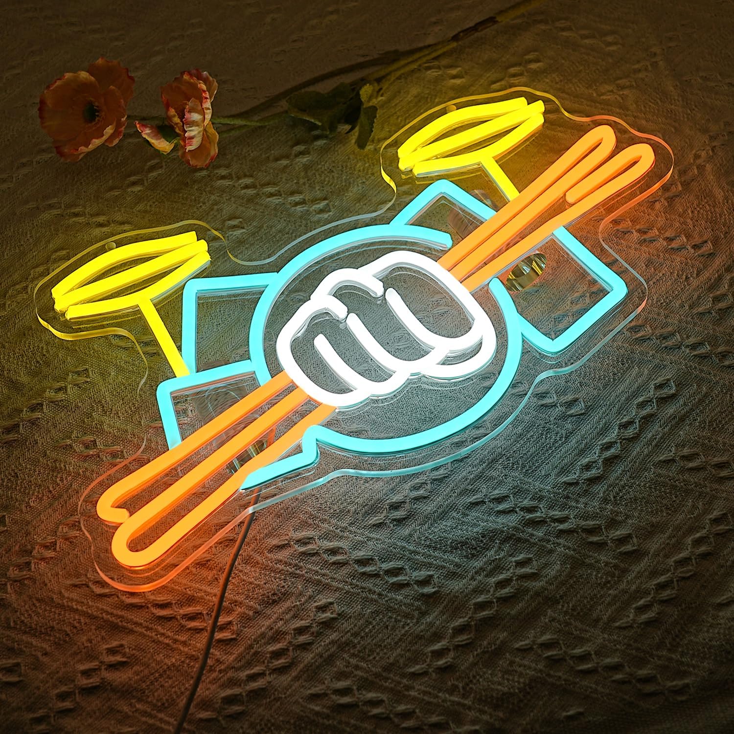 Drum Set Neon Sign USB Powered - Wall Decor Lighting 评论和价格