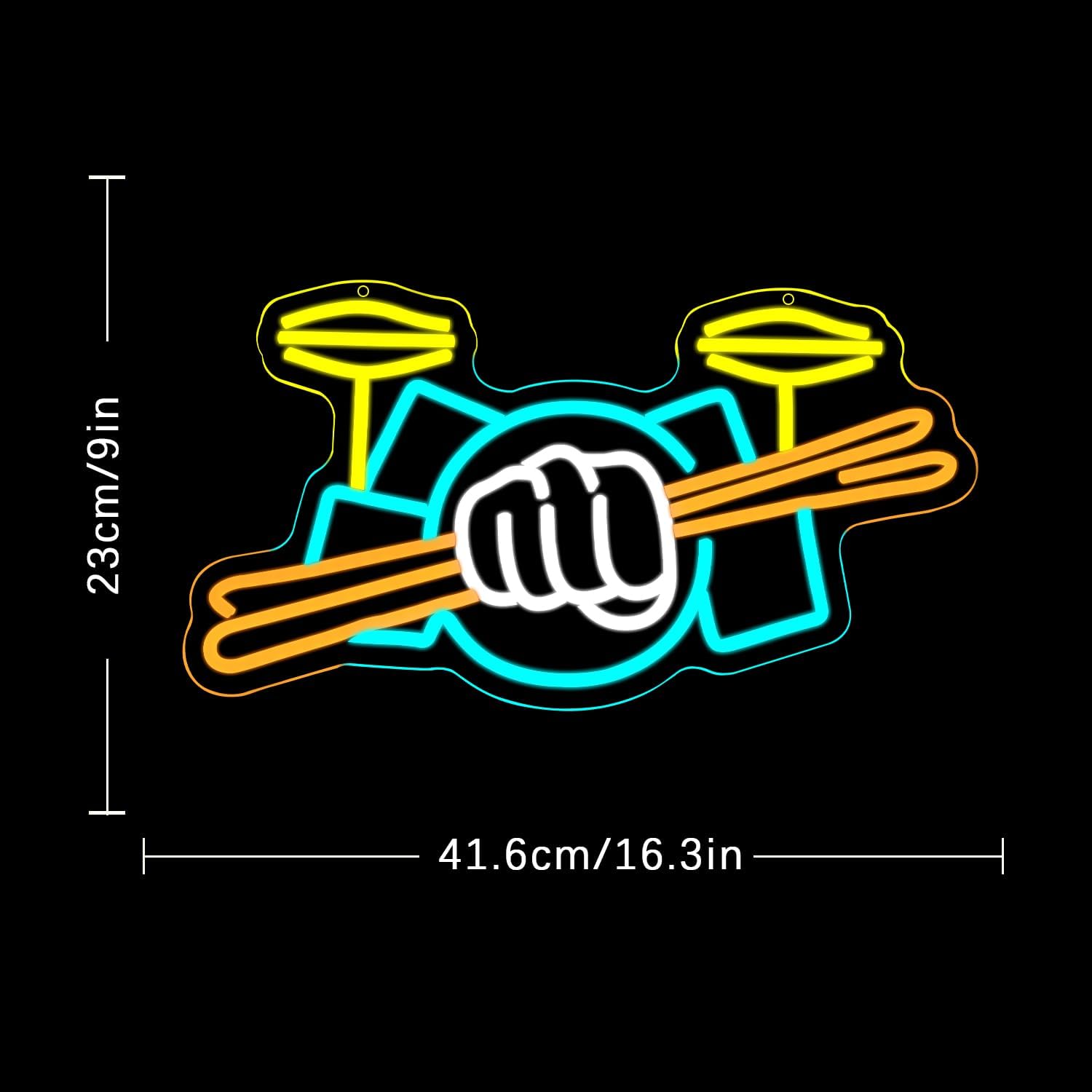 Drum Set Neon Sign USB Powered - Wall Decor Lighting 评论和价格