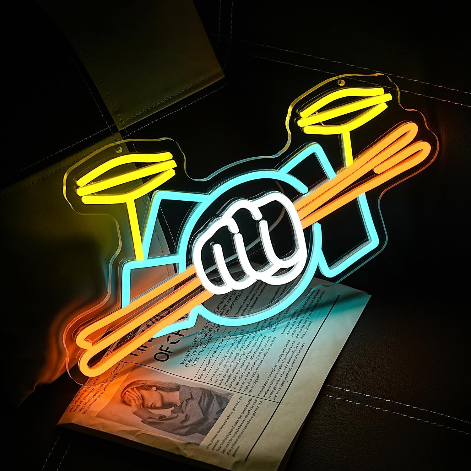 Drum Set Neon Sign USB Powered - Wall Decor Lighting 评论和价格