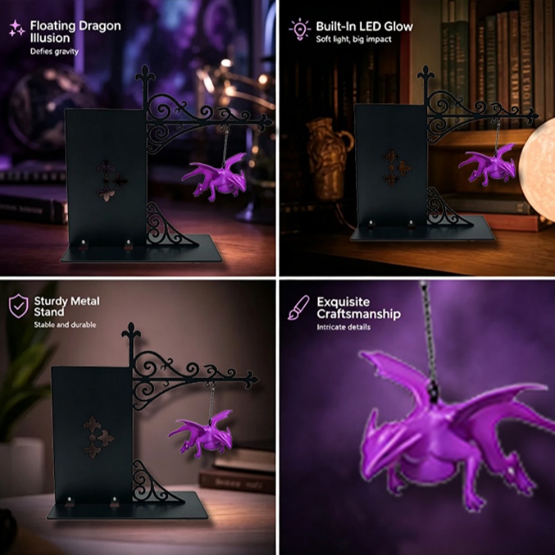 Magical Floating Dragon Booksh - Unique Lighting Decor 评论和价格