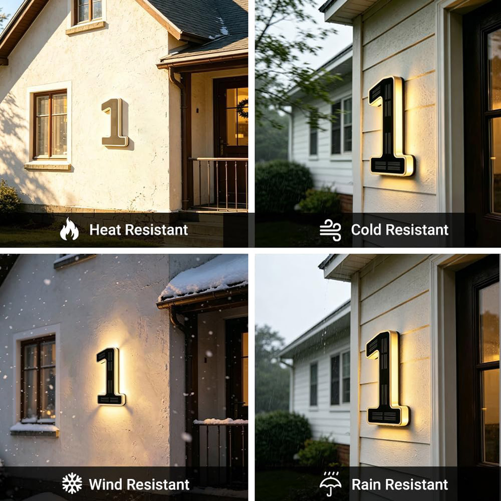 12cm Solar Outdoor House Numbe - Decor Lighting Address 评论和价格