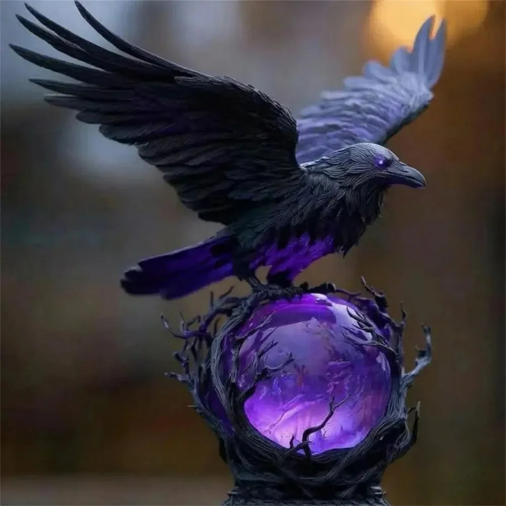 Gothic Raven LED Lamp Sculptur - Unique Lighting Decor 评论和价格