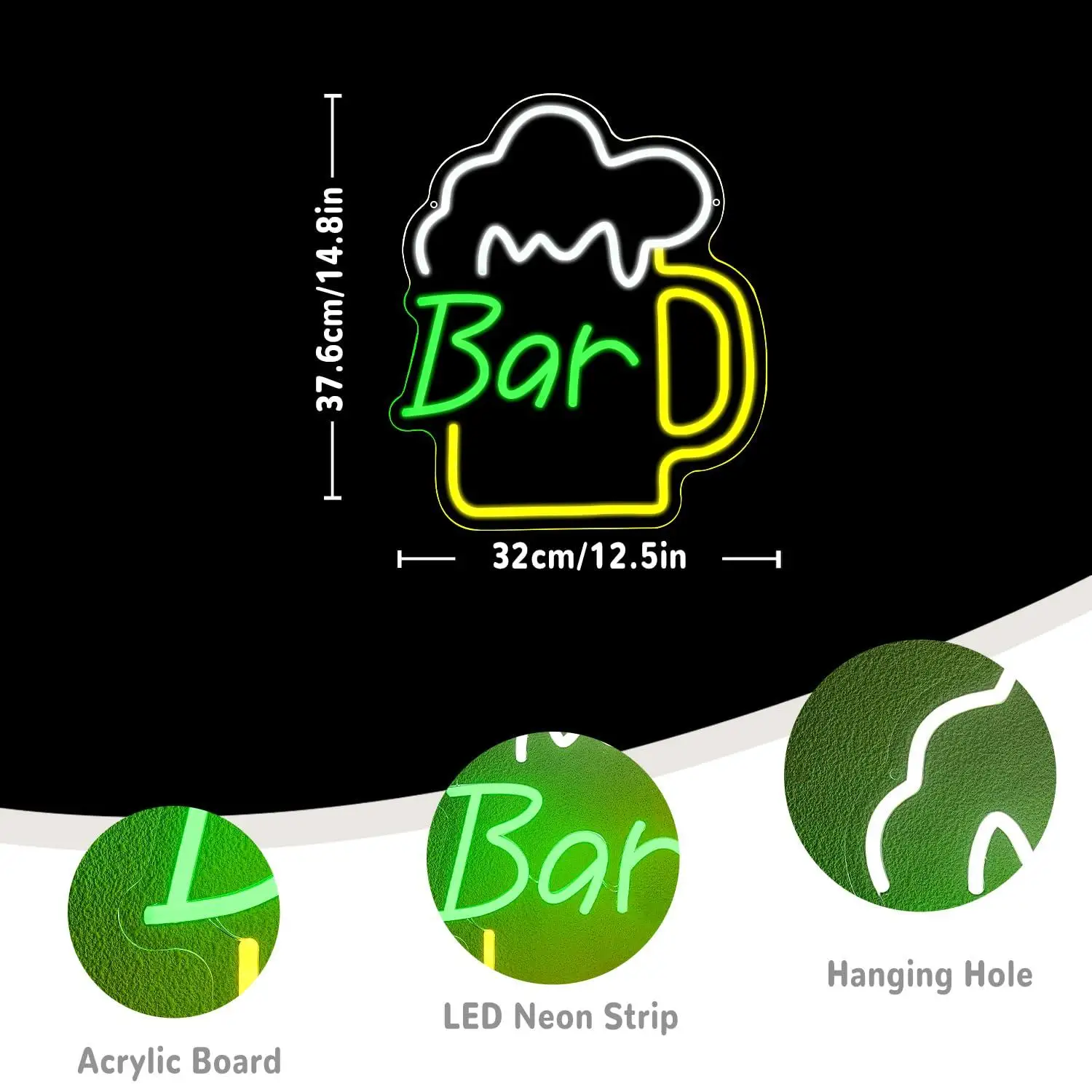 Beer Bar Neon Sign USB Dimmabl - Wall Decor Lighting 评论和价格