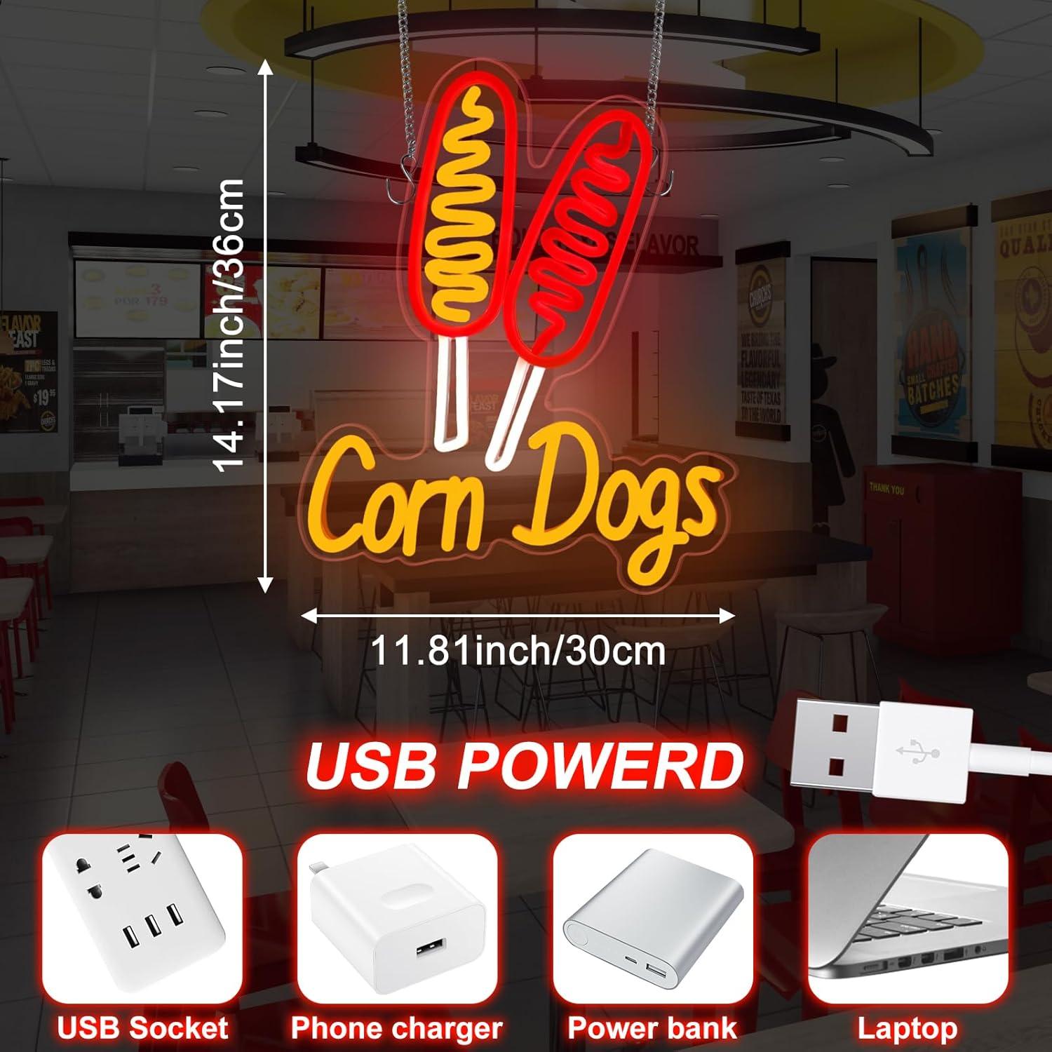 Corn Dog Neon Sign Snack USB D - Wall Decor Lighting 评论和价格