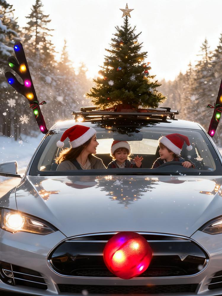 Car Reindeer Antlers with Nose - Up Lighting Decor 评论和价格