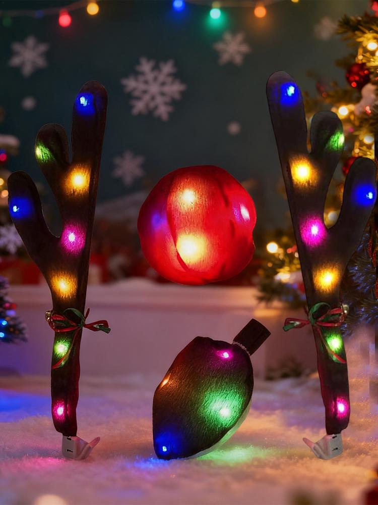 Car Reindeer Antlers with Nose - Up Lighting Decor 评论和价格